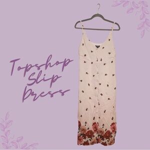 pink with rose border topshop slip dress size 4 (U.S.)